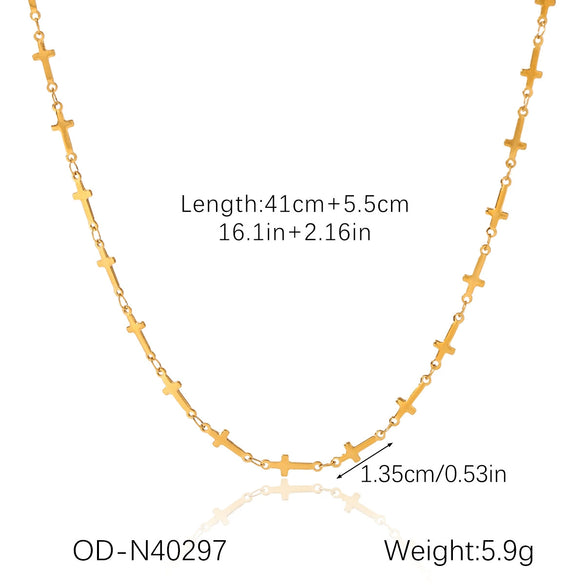 Women's Highend Stainless Steel Handmade Necklace With Geometric Pattern Goldplated Pvd Vacuum Plated Chain
