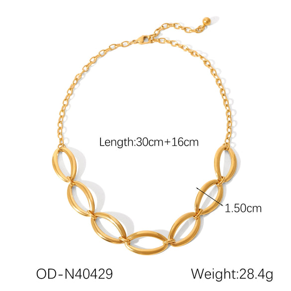 Women's Highend Stainless Steel Handmade Necklace With Geometric Pattern Goldplated Pvd Vacuum Plated Chain