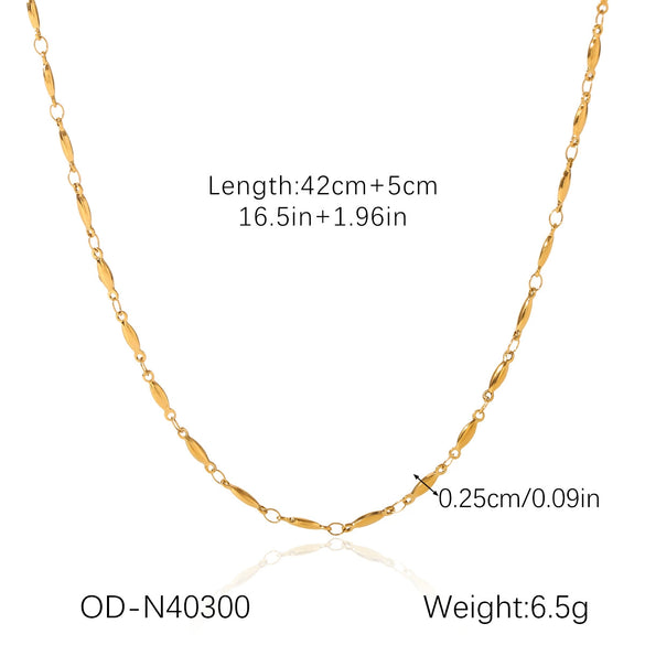 Women's Highend Stainless Steel Handmade Necklace With Geometric Pattern Goldplated Pvd Vacuum Plated Chain