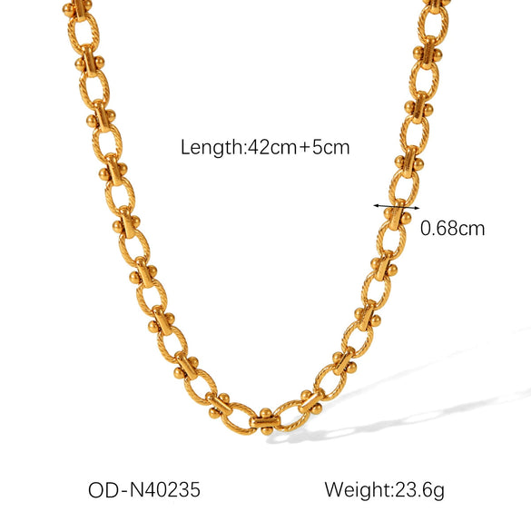 Women's Highend Stainless Steel Handmade Necklace With Geometric Pattern Goldplated Pvd Vacuum Plated Chain