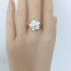 Women's Highgloss Natural Freshwater Pearl Ring Copper 18K Goldfilled Broken Shell Rotating Windmill Open Round