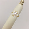 Women's Highgloss Natural Freshwater Pearl Ring Copper 18K Goldfilled Broken Shell Rotating Windmill Open Round