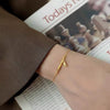 Women's Highrise Bamboo Ball Chain Titanium Steel Bracelet With Gold Inlaid Geometric Design