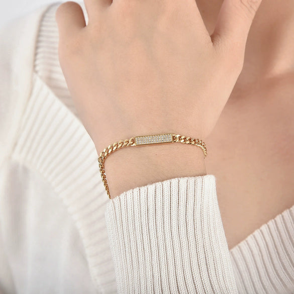 Women's Hip Hop Cuban Bracelet Copper Geometric Style