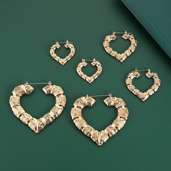 Women's Hip Hop Punk Geometric Bamboo Earrings Exaggerated Iron Electroplated Ear Stud Style Fashion Jewelry