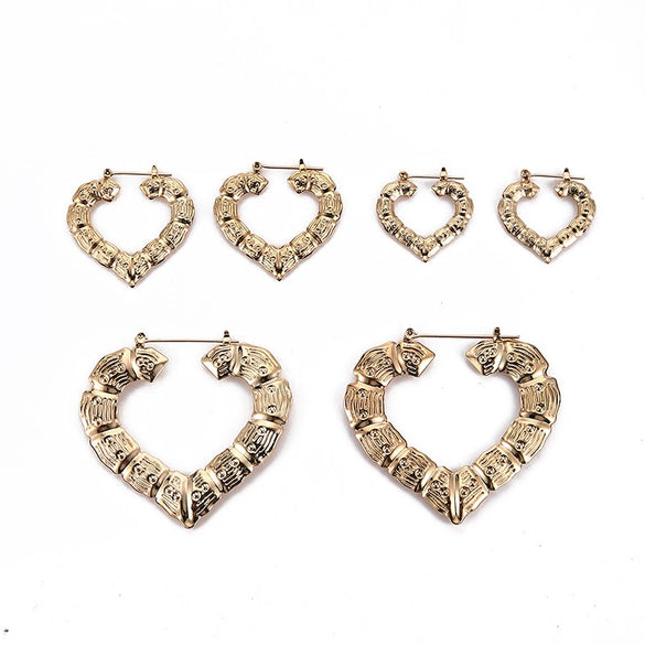Women's Hip Hop Punk Geometric Bamboo Earrings Exaggerated Iron Electroplated Ear Stud Style Fashion Jewelry
