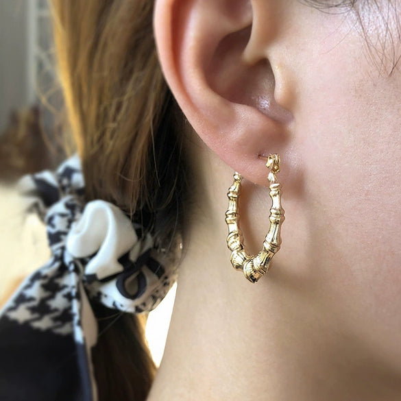 Women's Hip Hop Punk Geometric Bamboo Earrings Exaggerated Iron Electroplated Ear Stud Style Fashion Jewelry