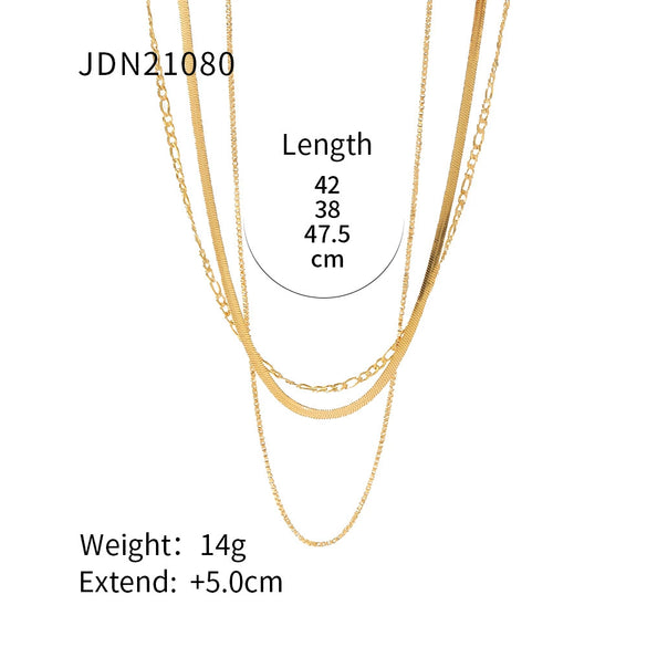 Women's Hip Hop Punk Stainless Steel And Titanium Steel Necklaces With Geometric Style Snake Bone Figaro Box Chains And Electroplating Treatment