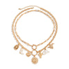 Women's Hip Hop Retro Alloy Metal Geometric Heart Shape Pendant Clavicle Necklace With Electroplating
