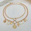 Women's Hip Hop Retro Alloy Metal Geometric Heart Shape Pendant Clavicle Necklace With Electroplating