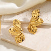 Women’s Hip Hop Stainless Steel Irregular Earrings And Ring Set With 18K Gold Electroplated Finish