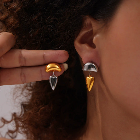 Women's Hip Hop Trendy Titanium Steel 18K Gold Plated Geometric Devil's Eye Tassel Earrings With Electroplating