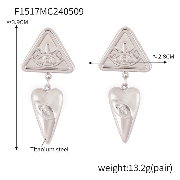 Women's Hip Hop Trendy Titanium Steel 18K Gold Plated Geometric Devil's Eye Tassel Earrings With Electroplating