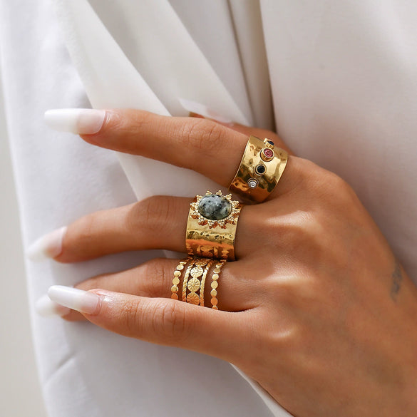 Women's Hiphop Alloy Geometric Ring Set With Electroplating