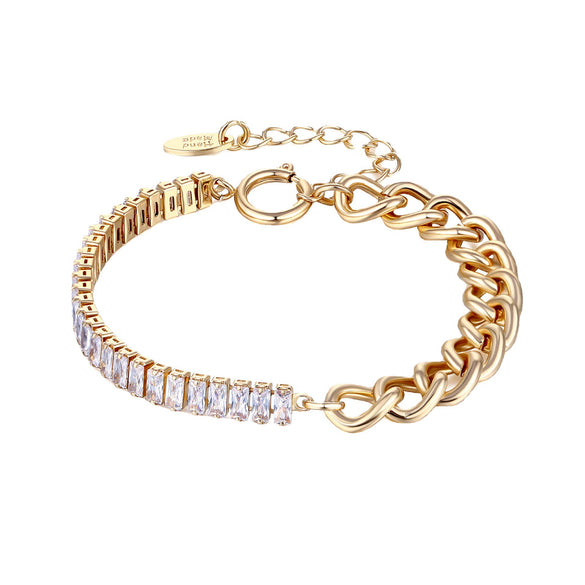 Women's Hiphop Alloy Geometric Ringlink Bracelet With Microinlay Style