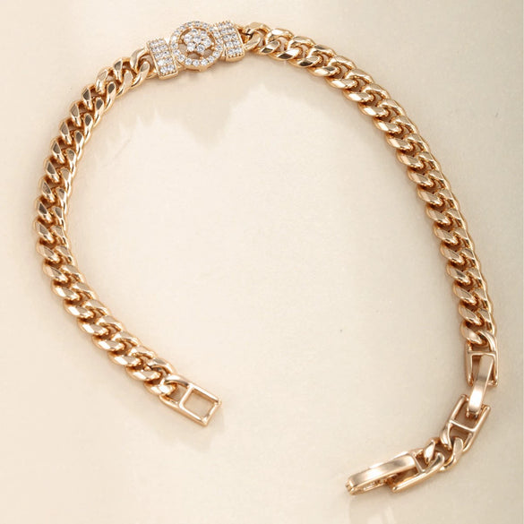 Women's Hiphop Bracelet Copper Zinc Alloy Gold Plated With Zircon Flower Geometric Pattern