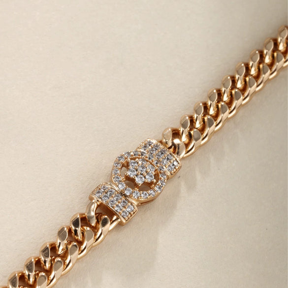 Women's Hiphop Bracelet Copper Zinc Alloy Gold Plated With Zircon Flower Geometric Pattern