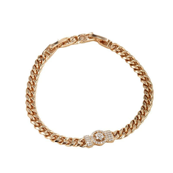 Women's Hiphop Bracelet Copper Zinc Alloy Gold Plated With Zircon Flower Geometric Pattern