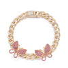 Women's Hiphop Punk Anklet With Rhinestone Inlay Large Butterfly Design Cuban Chain Style