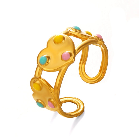 Women's Hiphop Retro Style Heartshaped Titanium Steel And Stainless Steel Ring With Electroplating
