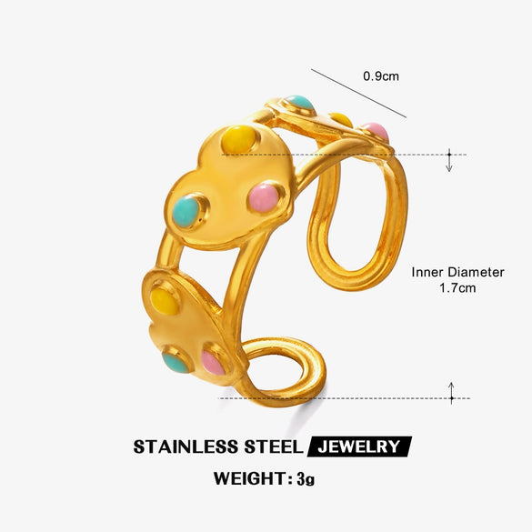 Women's Hiphop Retro Style Heartshaped Titanium Steel And Stainless Steel Ring With Electroplating