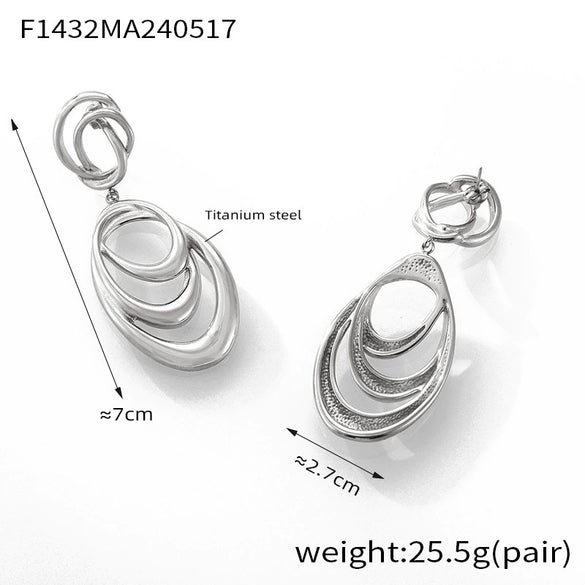 Women's Hiphop Style Geometric Line Winding Exaggerated 316L Stainless Steel Goldplated Earrings