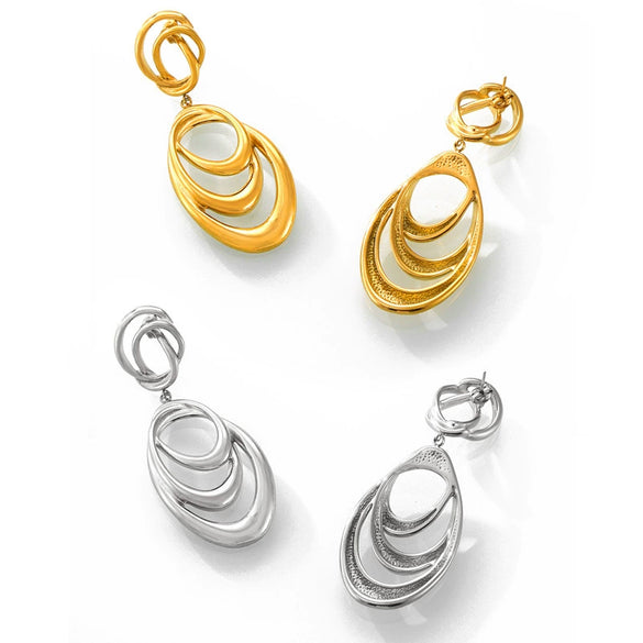 Women's Hiphop Style Geometric Line Winding Exaggerated 316L Stainless Steel Goldplated Earrings