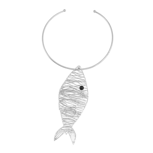 Women's Hiphop Trend Alloy Fishshaped Pendant Necklace With Electroplating And Geometric Styling