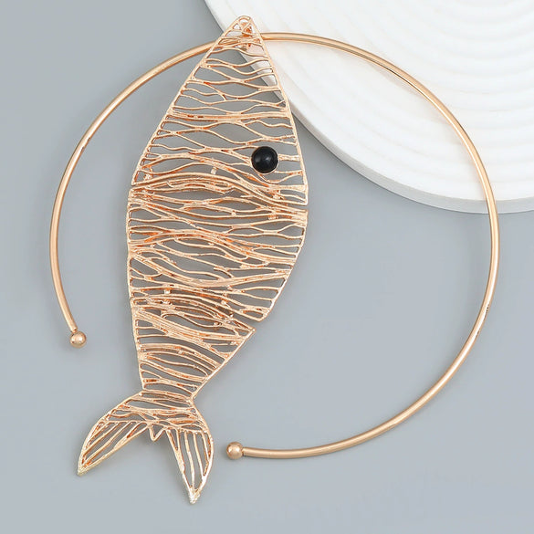 Women's Hiphop Trend Alloy Fishshaped Pendant Necklace With Electroplating And Geometric Styling