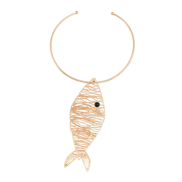 Women's Hiphop Trend Alloy Fishshaped Pendant Necklace With Electroplating And Geometric Styling