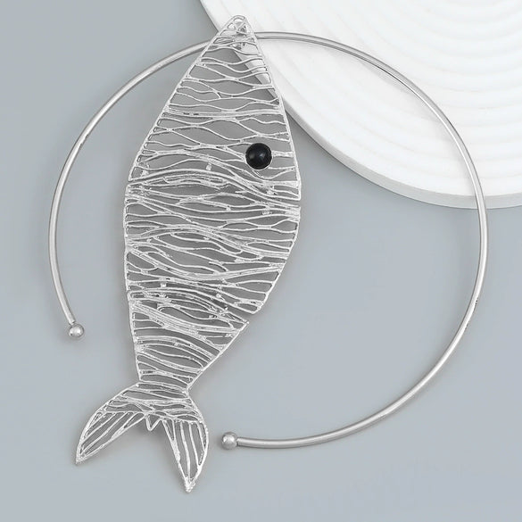 Women's Hiphop Trend Alloy Fishshaped Pendant Necklace With Electroplating And Geometric Styling