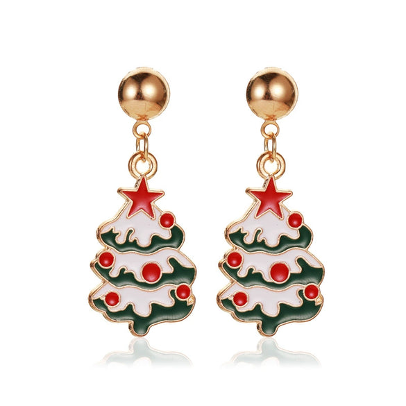 Women's Holiday Cartoon Earrings With Christmas Tree Snowflake Pumpkin And Rainbow Motifs Electroplated Zinc Alloy Celebration Jewelry