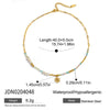 Women's Holiday Style Freshwater Pearl And Colorful Natural Stone Sun Pendant Necklace Stainless Steel Beaded Jewelry Electroplated O Chain