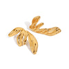 Women's Holiday Style Geometric Stainless Steel And 18K Gold Hammered Electroplated Earrings
