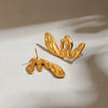 Women's Holiday Style Geometric Stainless Steel And 18K Gold Hammered Electroplated Earrings