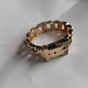 Women's Hollow Alloy Bracelet With Transparent Rhinestone Geometric Design And High Grade Electroplated Finish