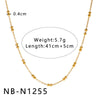 Women's Hollow Ball Chain Multilayer Summer Clavicle Chain Stainless Steel Necklace With Leaf Rhombus Star Geometric Pattern Furnace Vacuum Plating 18K