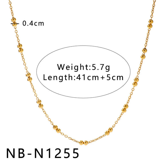 Women's Hollow Ball Chain Multilayer Summer Clavicle Chain Stainless Steel Necklace With Leaf Rhombus Star Geometric Pattern Furnace Vacuum Plating 18K