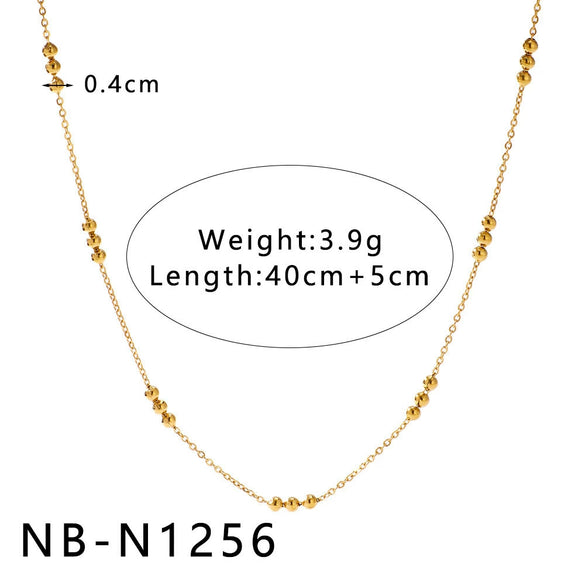 Women's Hollow Ball Chain Multilayer Summer Clavicle Chain Stainless Steel Necklace With Leaf Rhombus Star Geometric Pattern Furnace Vacuum Plating 18K
