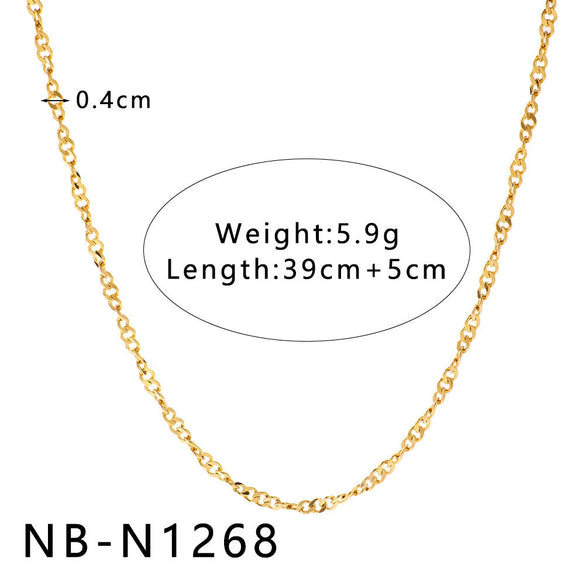 Women's Hollow Ball Chain Multilayer Summer Clavicle Chain Stainless Steel Necklace With Leaf Rhombus Star Geometric Pattern Furnace Vacuum Plating 18K