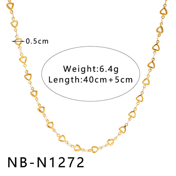 Women's Hollow Ball Chain Multilayer Summer Clavicle Chain Stainless Steel Necklace With Leaf Rhombus Star Geometric Pattern Furnace Vacuum Plating 18K