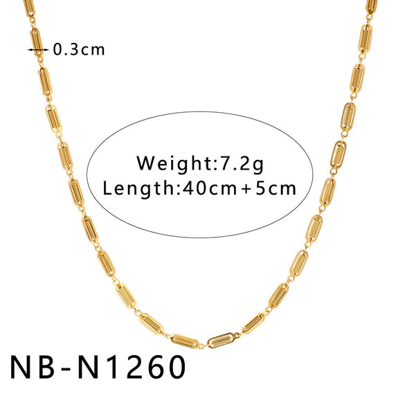 Women's Hollow Ball Chain Multilayer Summer Clavicle Chain Stainless Steel Necklace With Leaf Rhombus Star Geometric Pattern Furnace Vacuum Plating 18K