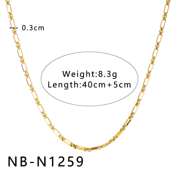 Women's Hollow Ball Chain Multilayer Summer Clavicle Chain Stainless Steel Necklace With Leaf Rhombus Star Geometric Pattern Furnace Vacuum Plating 18K