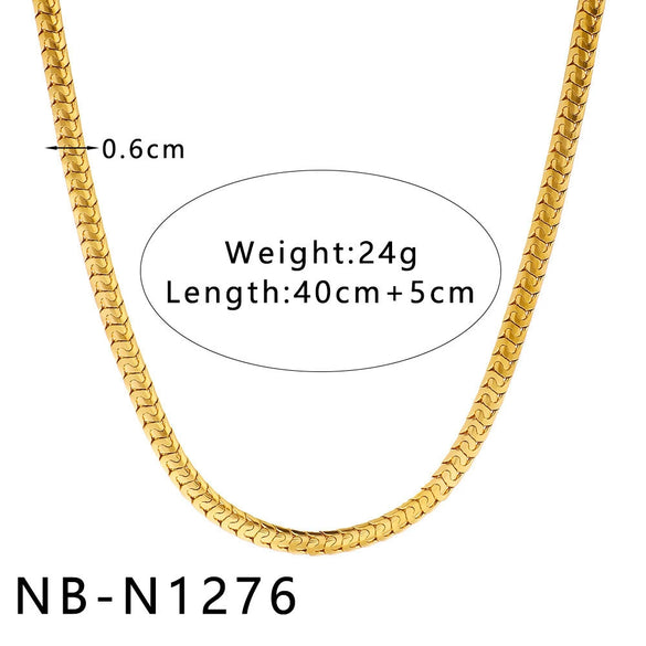 Women's Hollow Ball Chain Multilayer Summer Clavicle Chain Stainless Steel Necklace With Leaf Rhombus Star Geometric Pattern Furnace Vacuum Plating 18K