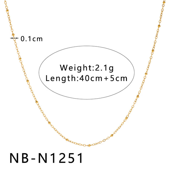 Women's Hollow Ball Chain Multilayer Summer Clavicle Chain Stainless Steel Necklace With Leaf Rhombus Star Geometric Pattern Furnace Vacuum Plating 18K
