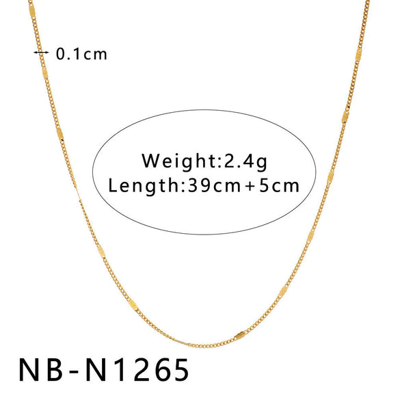 Women's Hollow Ball Chain Multilayer Summer Clavicle Chain Stainless Steel Necklace With Leaf Rhombus Star Geometric Pattern Furnace Vacuum Plating 18K