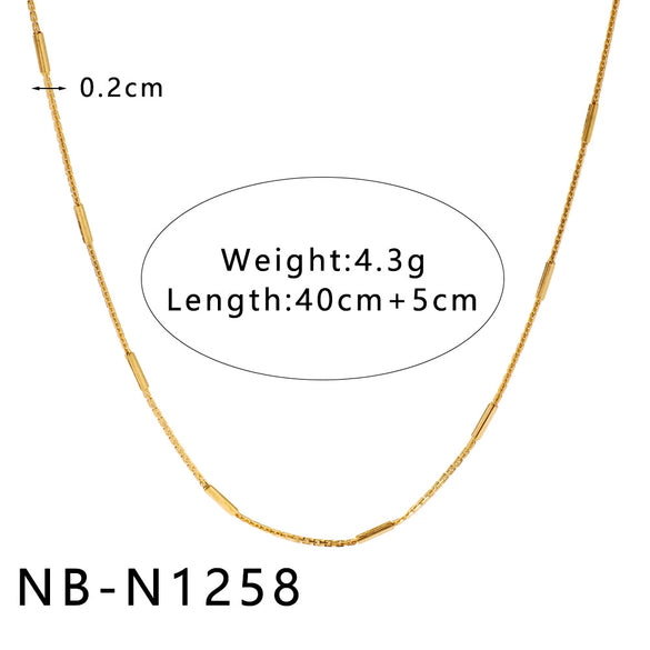 Women's Hollow Ball Chain Multilayer Summer Clavicle Chain Stainless Steel Necklace With Leaf Rhombus Star Geometric Pattern Furnace Vacuum Plating 18K