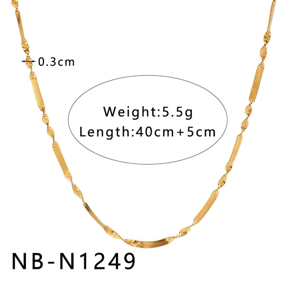 Women's Hollow Ball Chain Multilayer Summer Clavicle Chain Stainless Steel Necklace With Leaf Rhombus Star Geometric Pattern Furnace Vacuum Plating 18K
