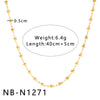 Women's Hollow Ball Chain Multilayer Summer Clavicle Chain Stainless Steel Necklace With Leaf Rhombus Star Geometric Pattern Furnace Vacuum Plating 18K