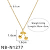Women's Hollow Ball Chain Multilayer Summer Clavicle Chain Stainless Steel Necklace With Leaf Rhombus Star Geometric Pattern Furnace Vacuum Plating 18K